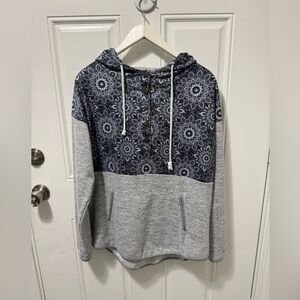 Gray & Blue Floral Hoodie. Women’s Size XL.